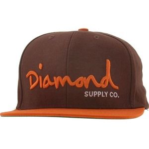 🆕 Diamond Supply co OG Script Snapback Hat - BROWN / ORANGE